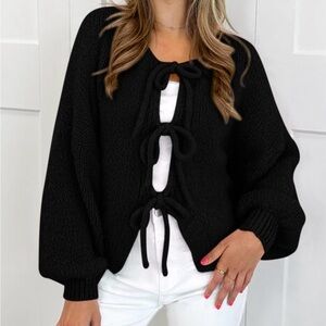 PrettyGarden Women’s Tie Front Bow Cardigan Sweater